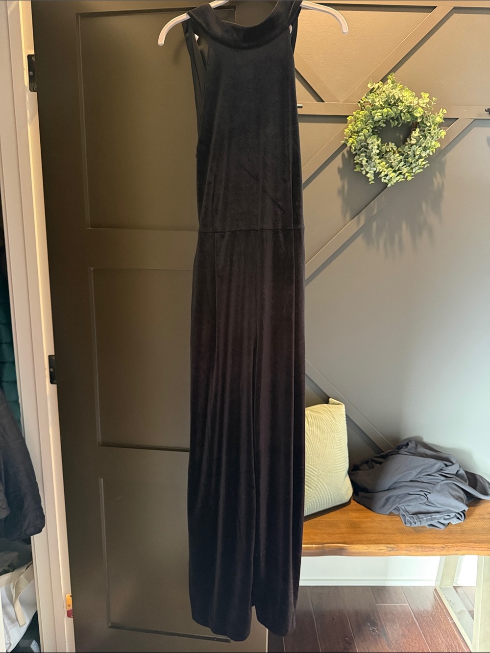 GAP Black Velvet High-Neck Sleeveless Jumpsuit